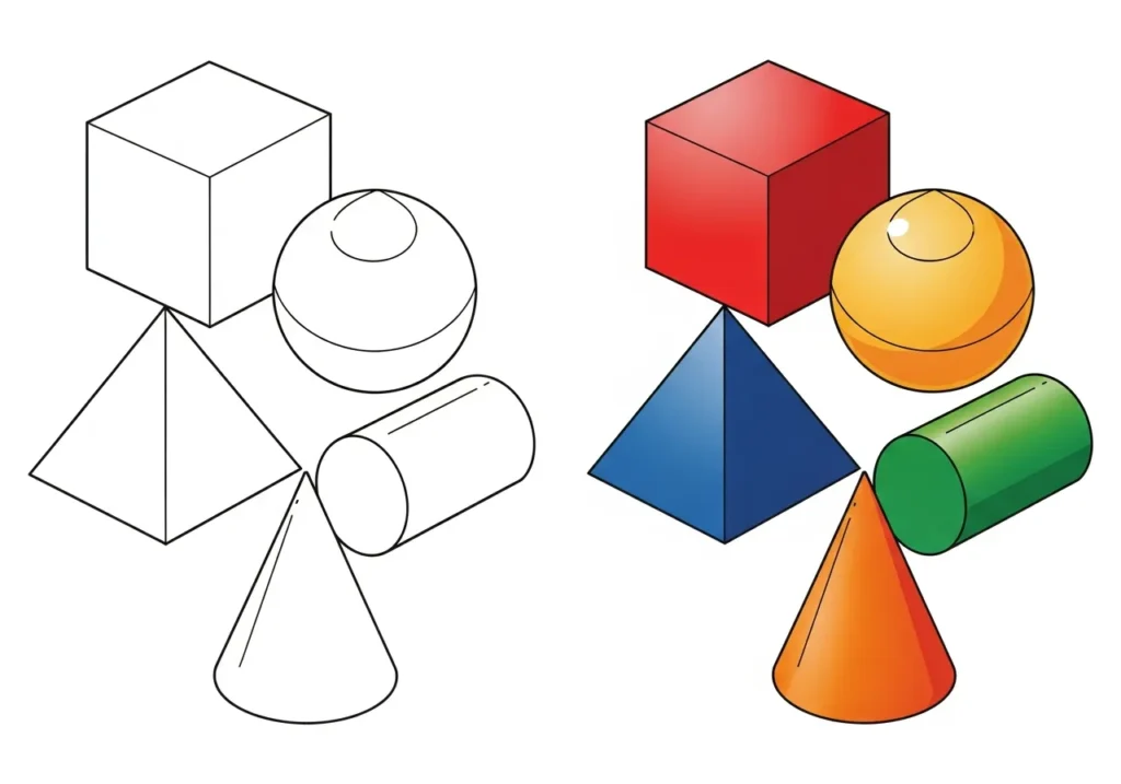 3D Shapes Coloring Pages – Free Printable PDF 