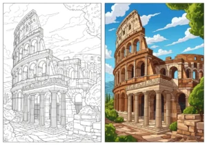 Ancient Architecture Coloring Pages