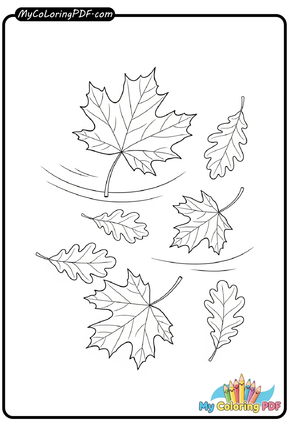 Autumn Leaves Falling Coloring Page