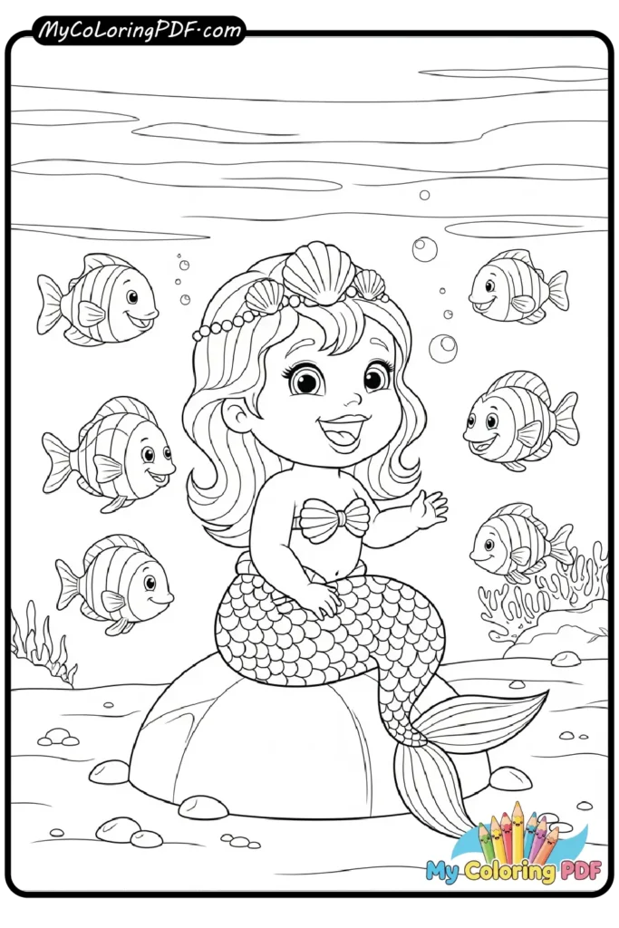 Baby Mermaid with Seashell Crown