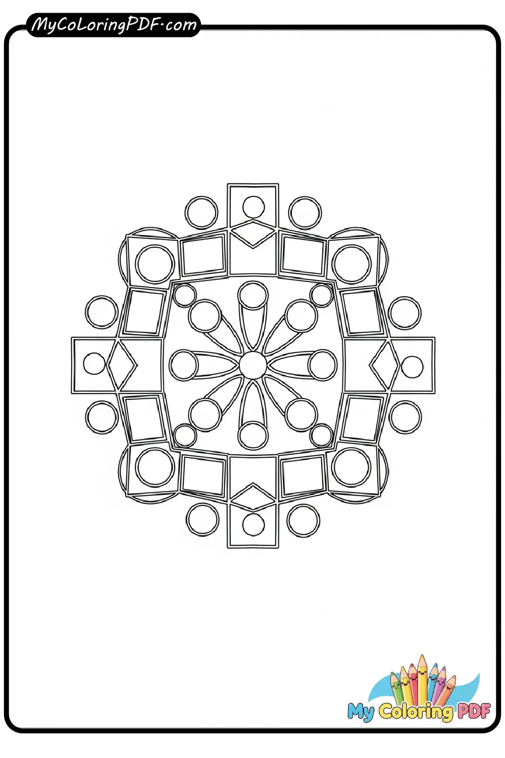 Checkerboard Mandala Coloring Page