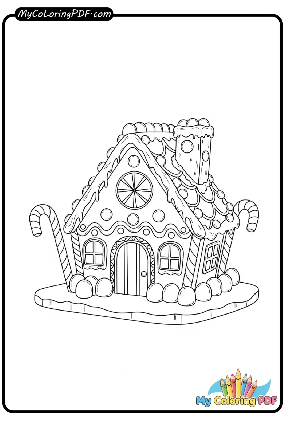 Christmas Gingerbread House Coloring Page