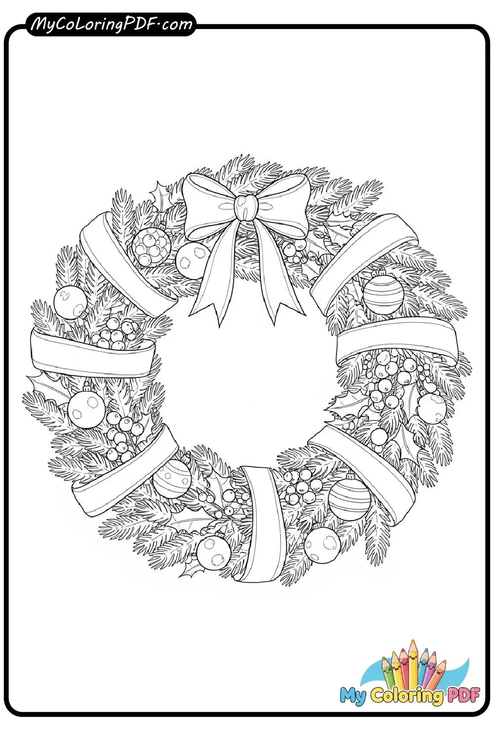 Christmas Wreath Coloring Page