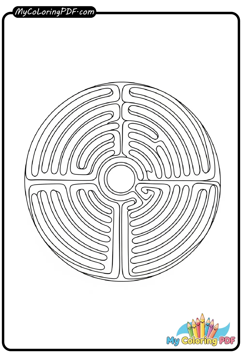 Circular Labyrinth Coloring Page