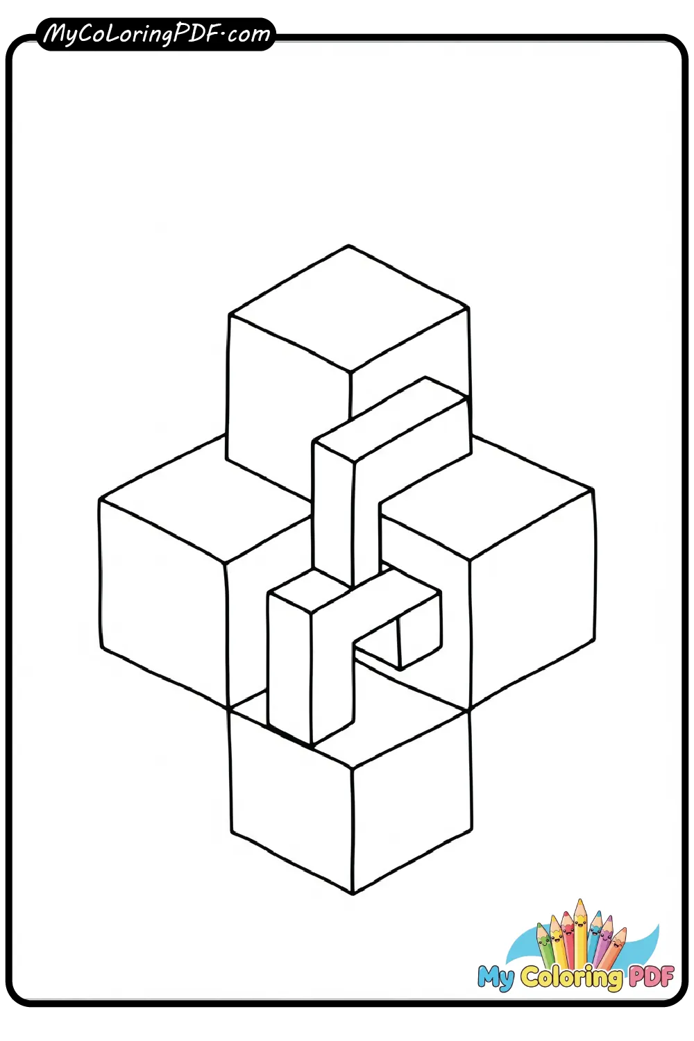 Cube Illusion Design Coloring Page