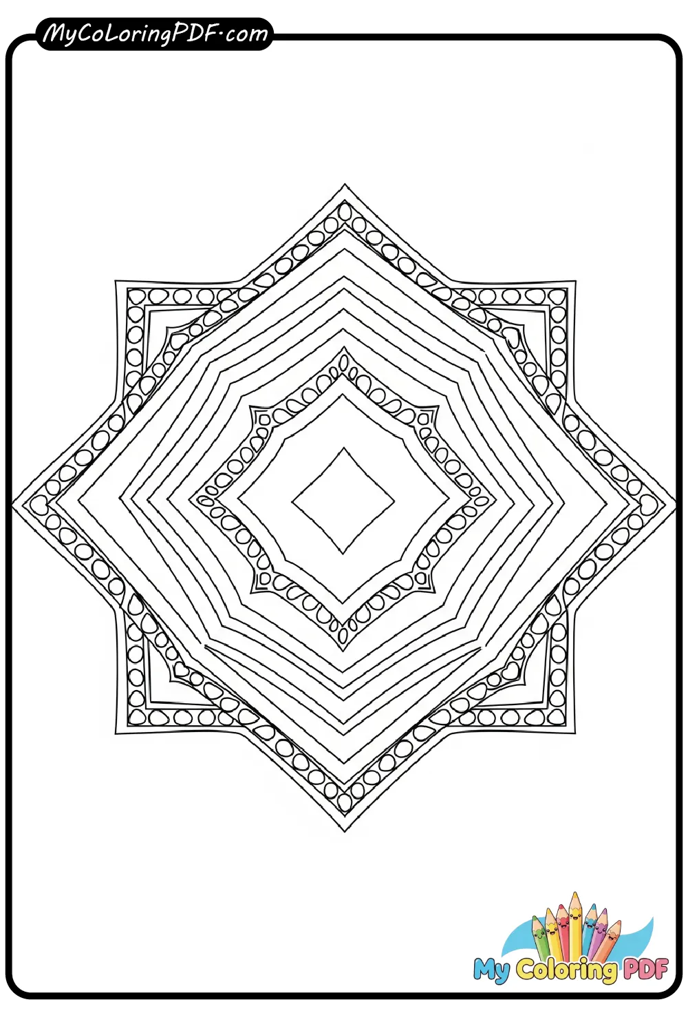Diamond Grid Mandala Coloring Page
