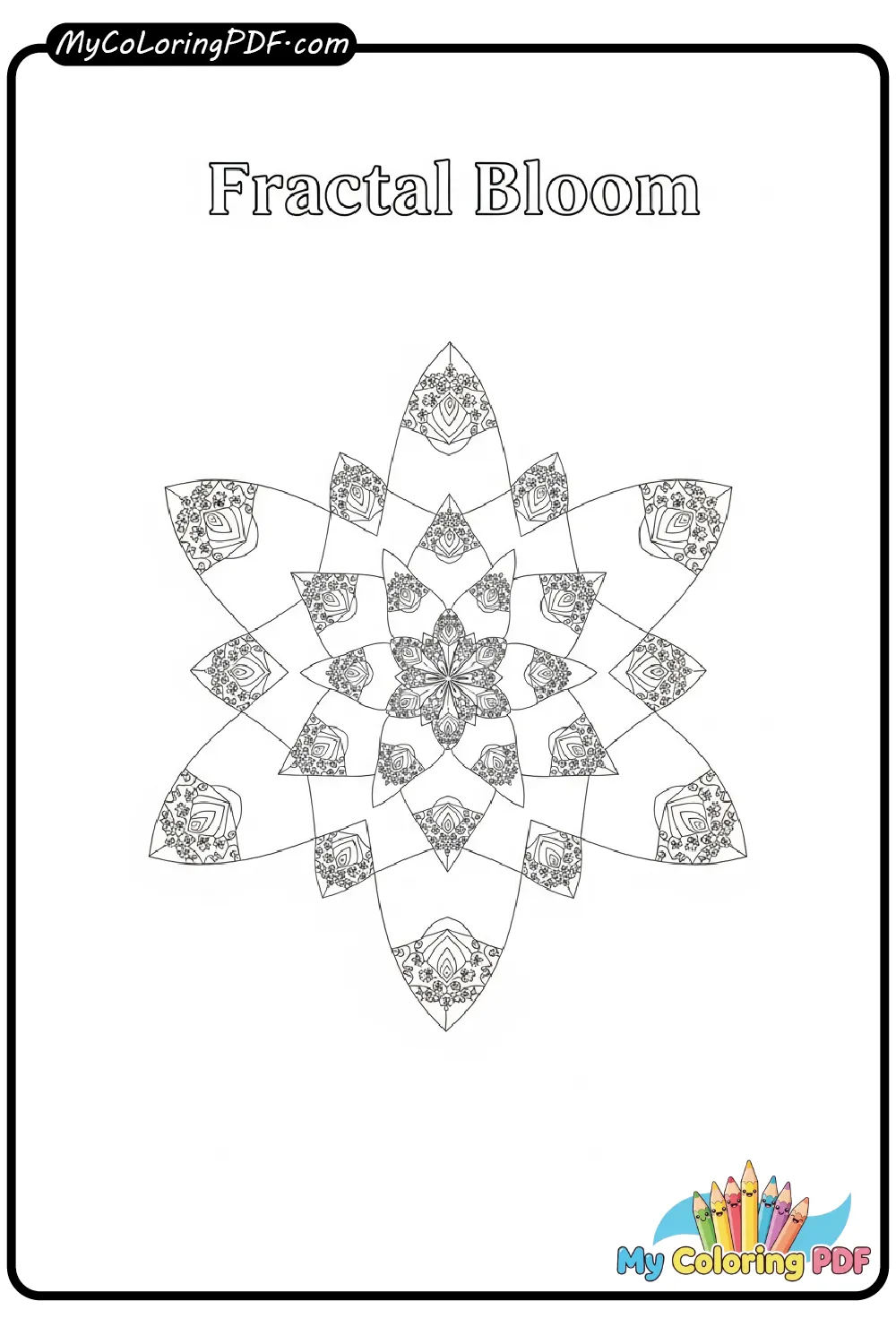 Fractal Bloom Coloring Page