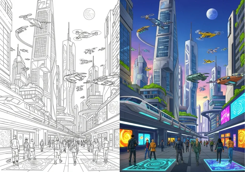 Futuristic coloring pages