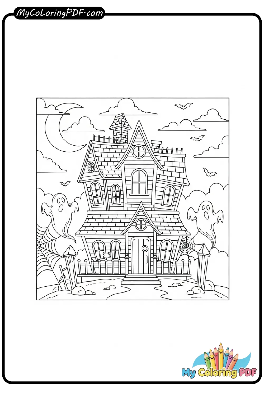 Halloween Haunted House Coloring Page