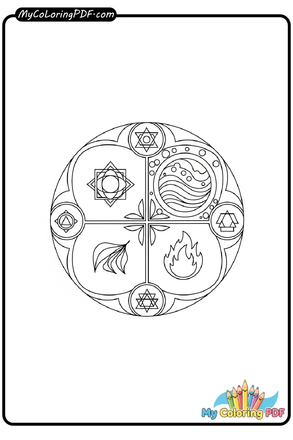 Mandala Of Elements Coloring Page
