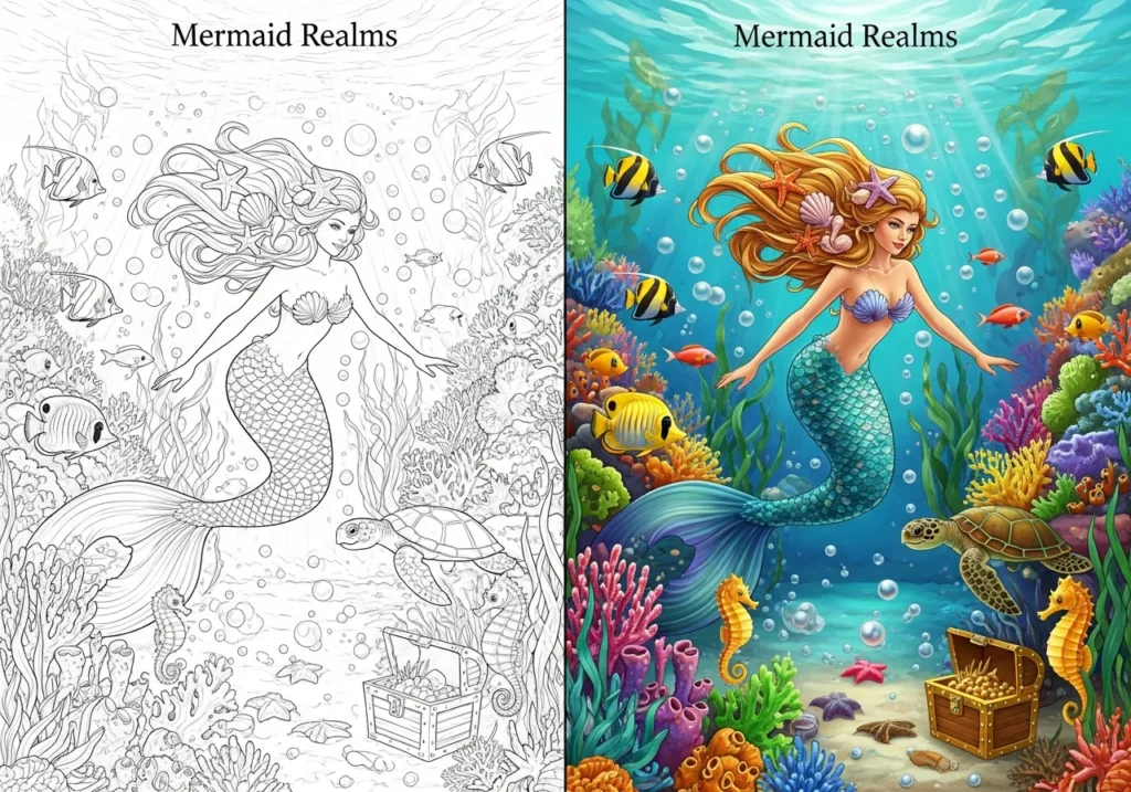 Mermaid Realms Coloring Pages