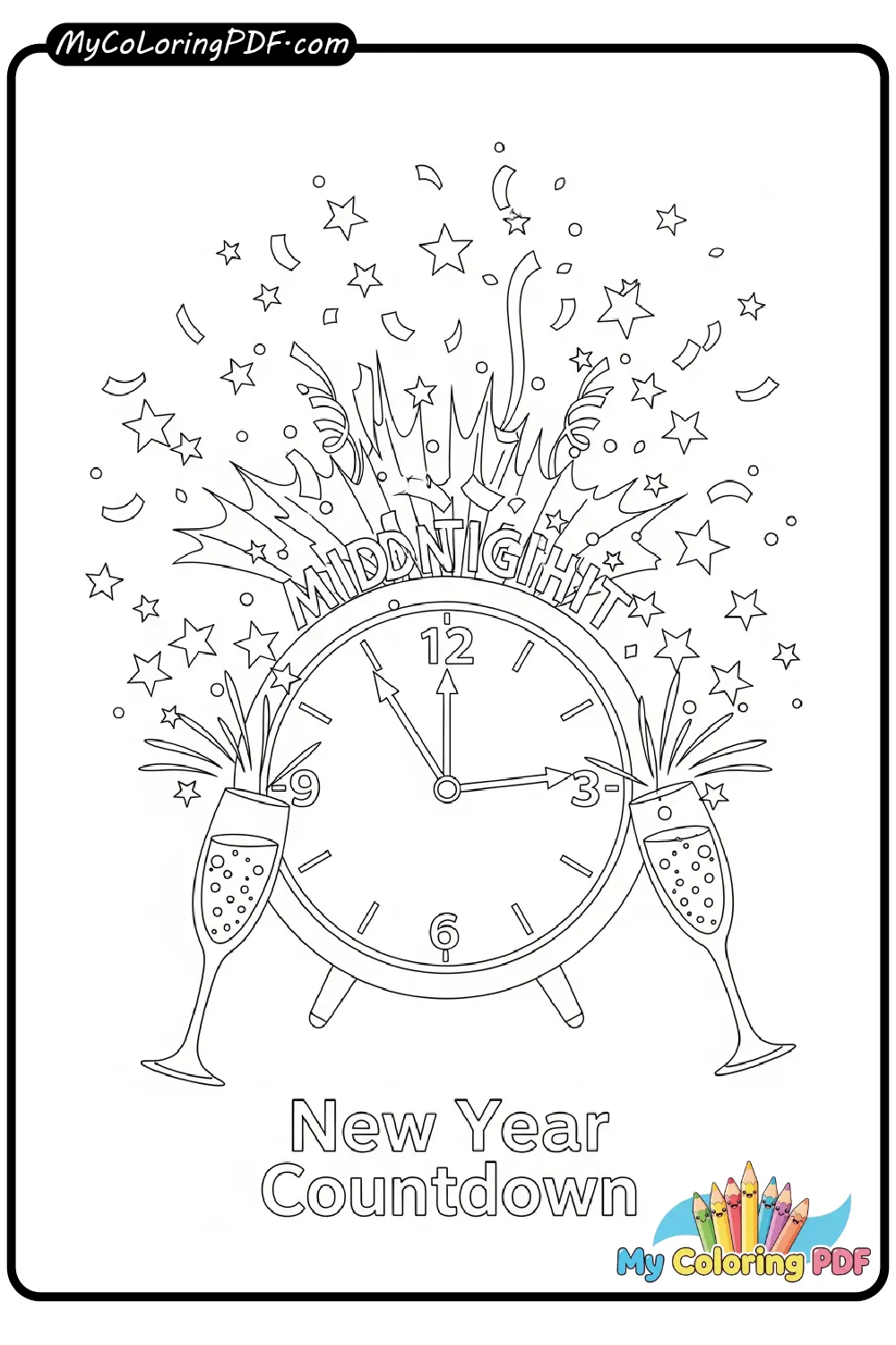 New Year Countdown Coloring Page