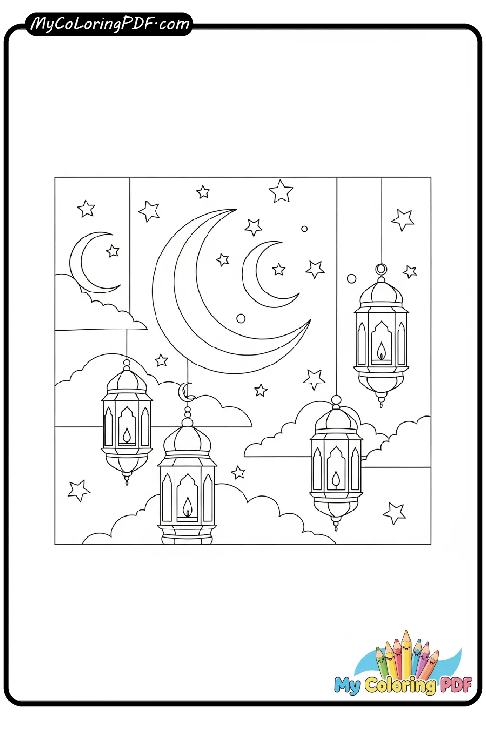 Ramadan Crescent Sky Coloring Page