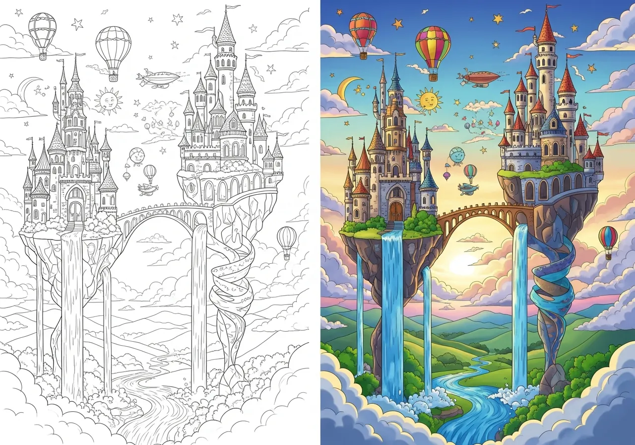 Sky Castles Coloring Pages