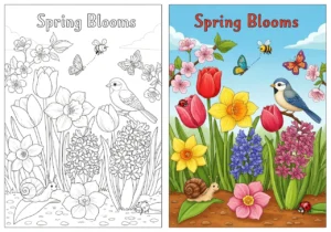 Spring Blooms Coloring Pages
