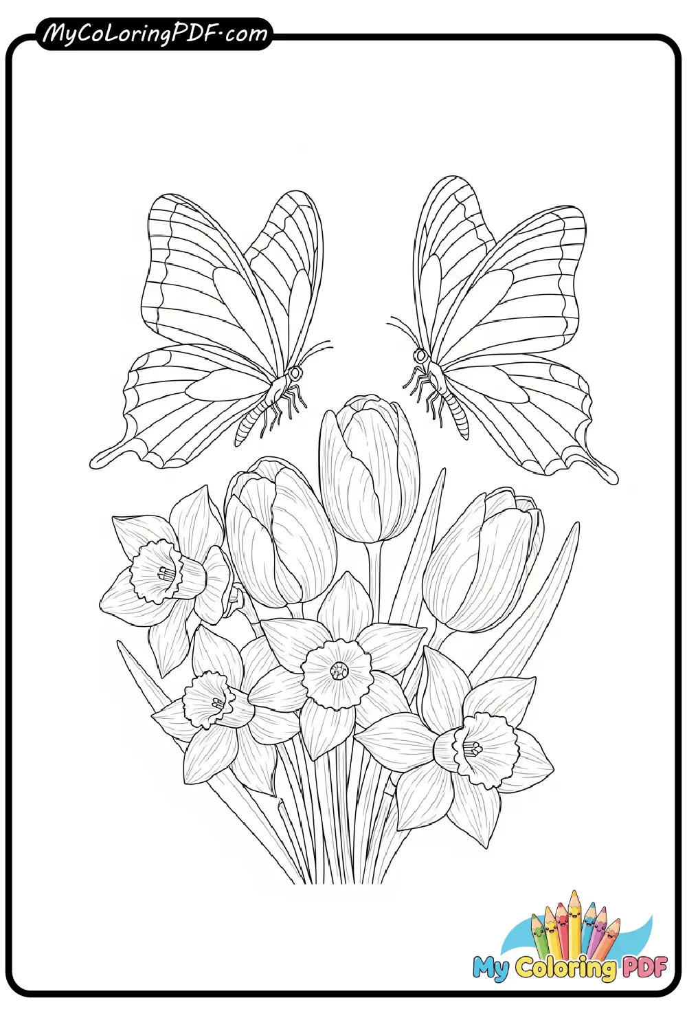 Spring Butterflies Coloring Page