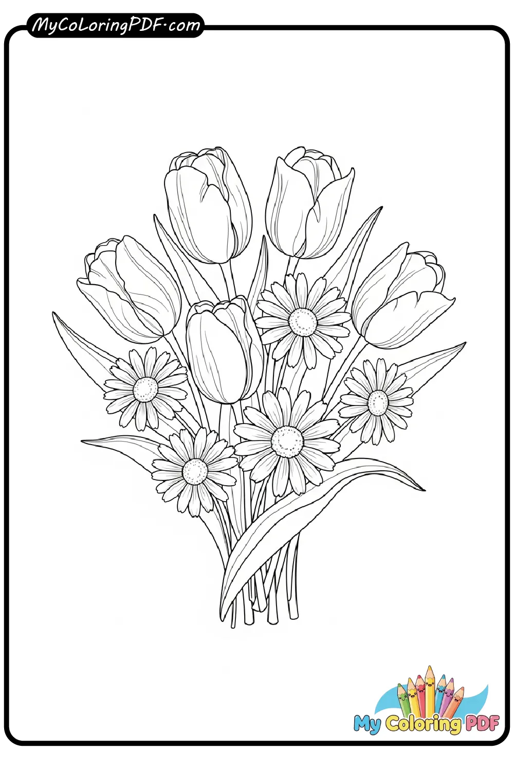 Spring Flowers Bloom Coloring Page