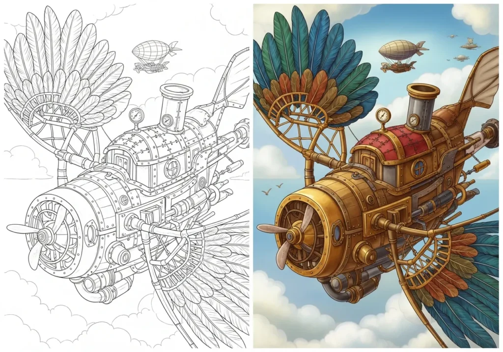 Steampunk coloring pages