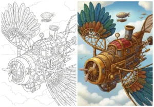 Steampunk coloring pages
