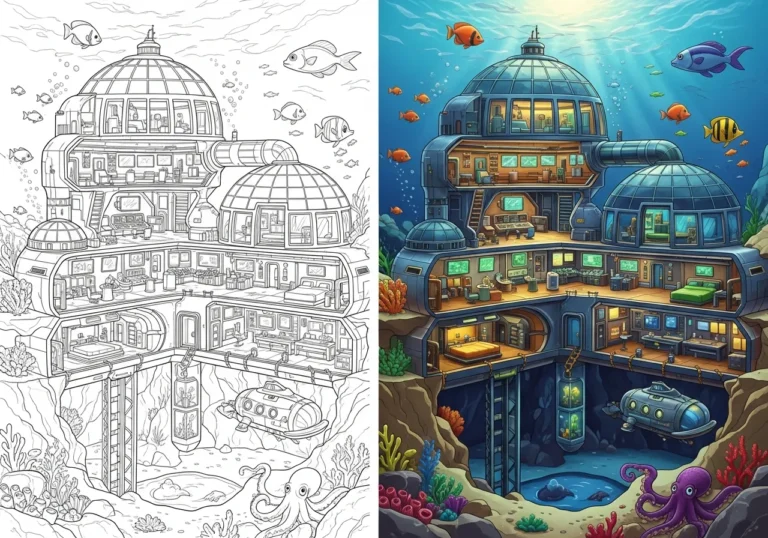 Submarine Architecture Coloring Pages
