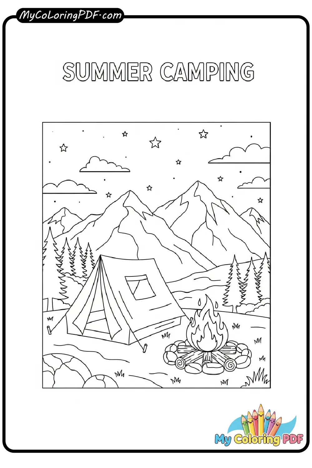 Summer Camping Coloring Page