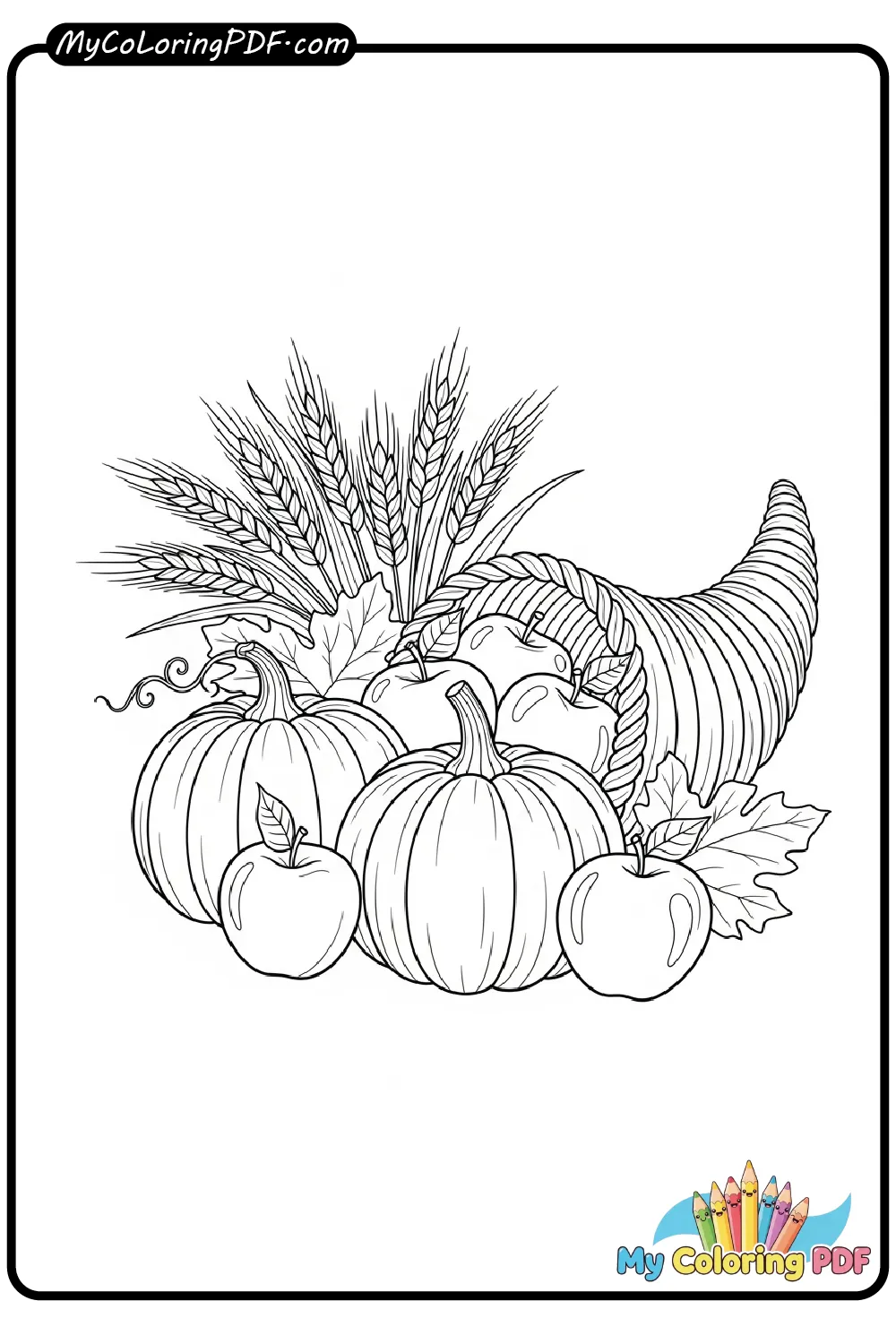 Thanksgiving Harvest Scene Coloring Page