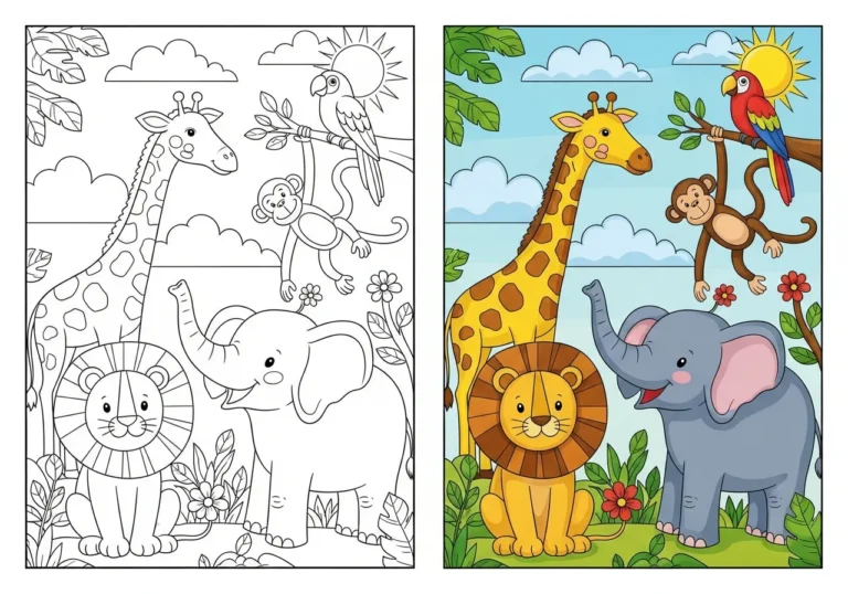 Thick-Outline Animals coloring pages