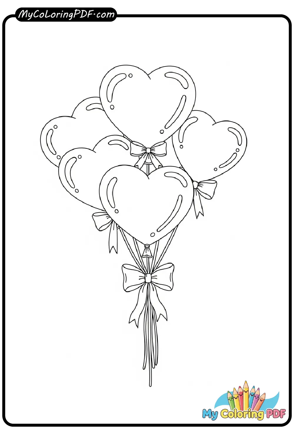 Valentine Balloons Coloring Page