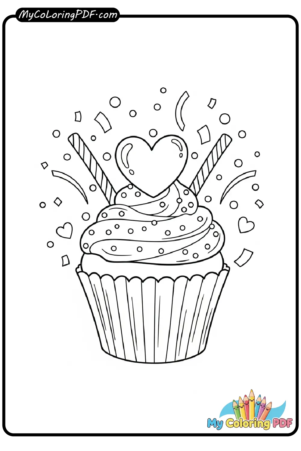 Valentine Cupcake Coloring Page