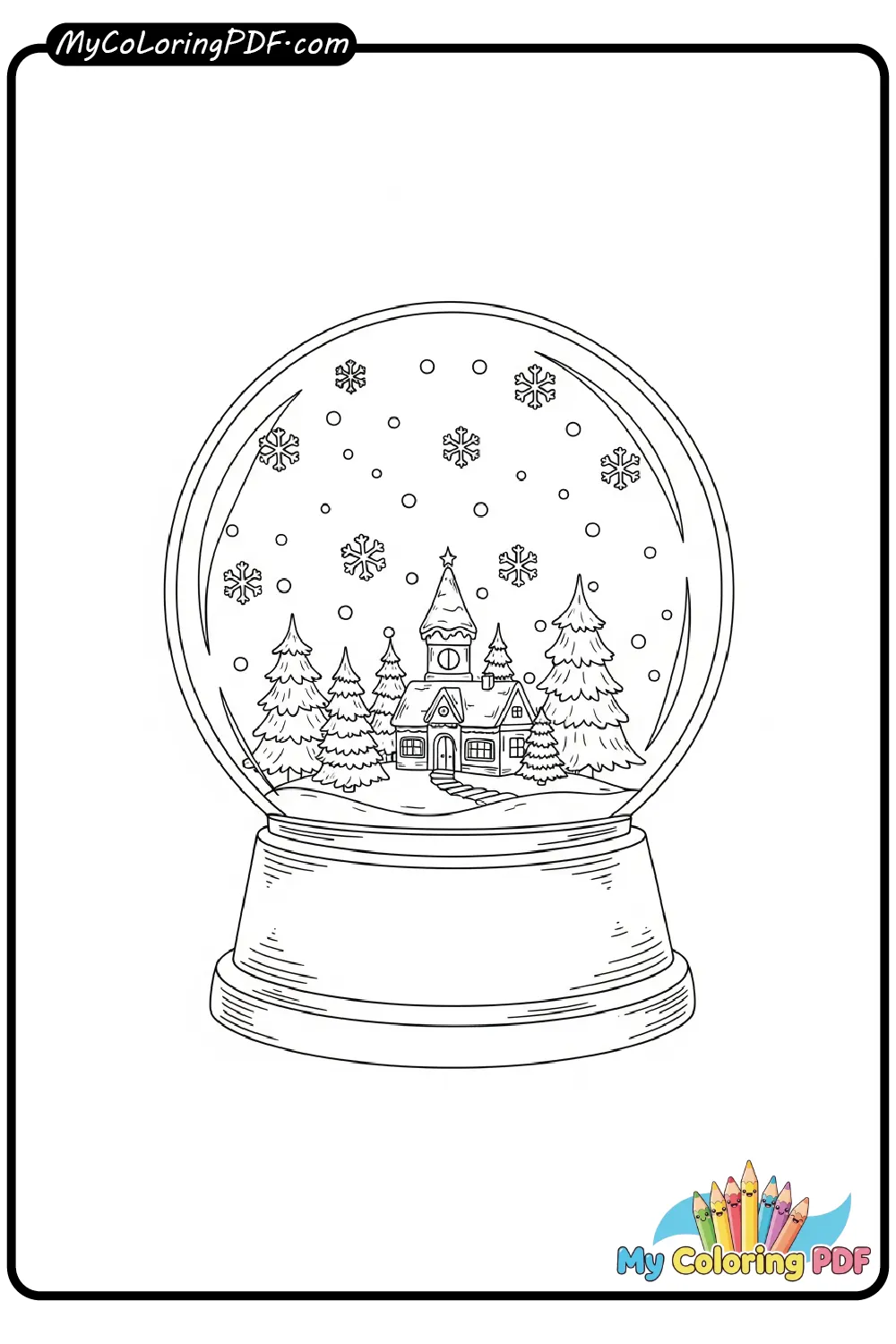 Winter Snow Globe Coloring Page