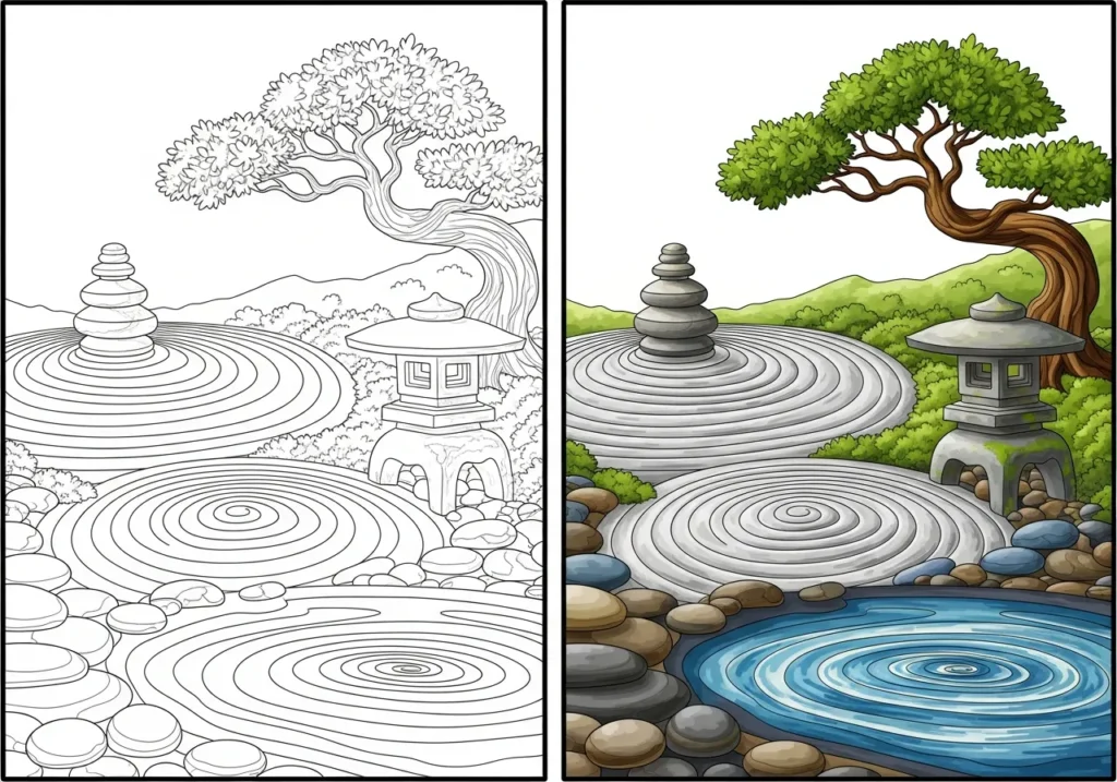 Zen Landscapes Coloring Pages