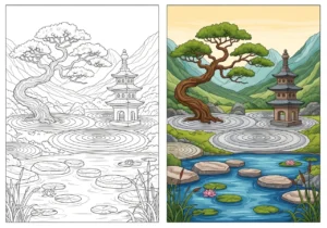 Zen Landscapes Coloring Pages